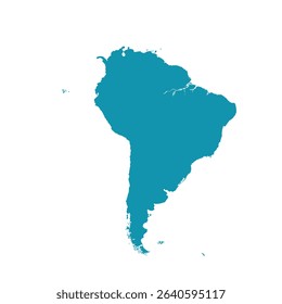 Map of South America, sign silhouette. World Map Globe. Vector Illustration isolated on transparent background. Latin American continent.