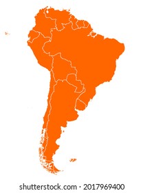 Mapa de Sudamérica como ilustración vectorial