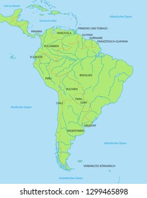 Map of South America (with German inscription)