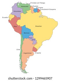 Map of South America (with German inscription)