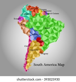 map of South America,low polygon