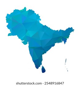 Map of South Asia - Blue Polygonal Design For Your. Vector illustration eps 10.