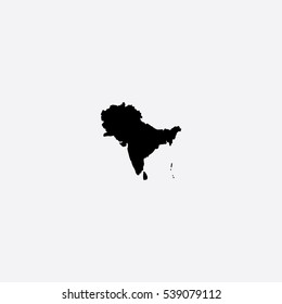 Map of South Asia with Countries Vector Illustration