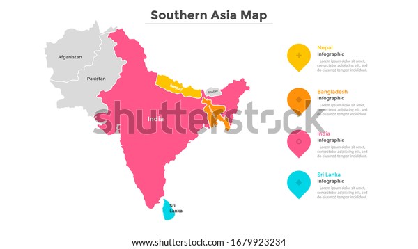 Vector De Stock Libre De Regalias Sobre Mapa Del Sur De Asia Con