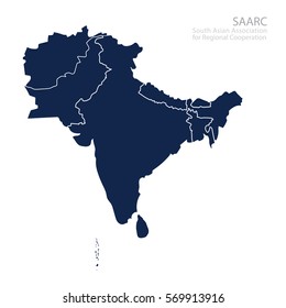 Map Of South Asian Association For Regional Cooperation. SAARC Map.