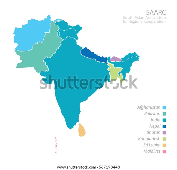 南アジア地域協力協会の地図 国リストを含むsaarcの地図 のベクター画像素材 ロイヤリティフリー