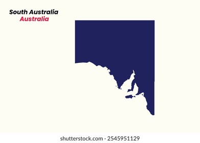 Map of South Australia, Map of South Australia with fill colour, Map of Australia state South Vector Illustration, Australia.
