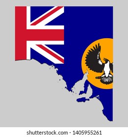 map of South Australia is a state Australia with flag. Vector Illustration