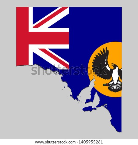 map of South Australia is a state Australia with flag. Vector Illustration