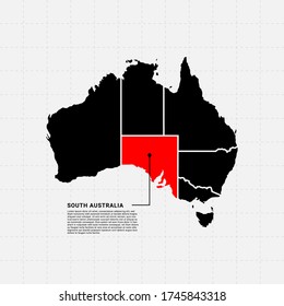 Mapa de la plantilla de diseño de vectores Australia-Australia del Sur
