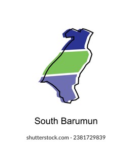 Map of South Barumun City Vector Illustration, Isolated on White Background, illustration design template, suitable for your company