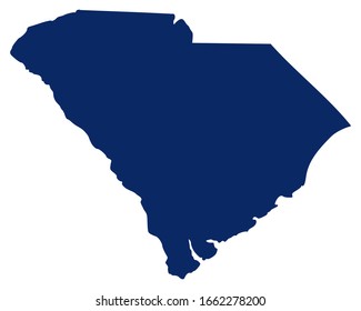 Map of South Carolina in blue colour