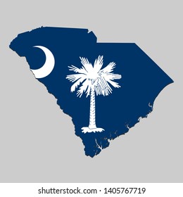 Map of South Carolina is a state USA with flag. Vector Illustration