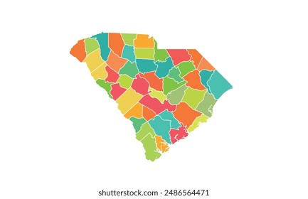 Landkarte des Bundesstaates South Carolina. Verwendet für Bildung, Reisen weltweit, Erdgeographie Website Layouts, Hintergrund, Studiengeographie, Arbeit in Grafiken. Geeignet für Touristen, Studierende und Grafikdesign.