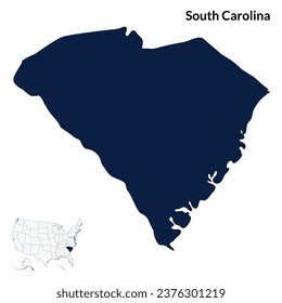 Map of South Carolina. South Carolina map. USA map