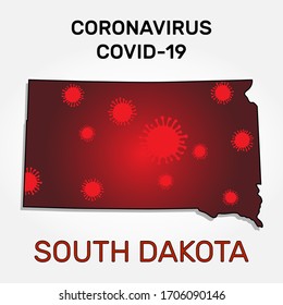 Karte des südlichen Dakota-Zustands und der Coronavirus-Infektion.