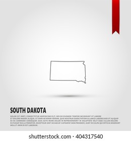 Map of the South Dakota state. Vector illustration design element. Flat style design icon.