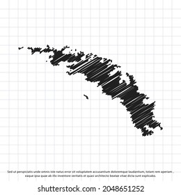 Map of South Georgia and the South Sandwich Islands freehand drawing on a sheet of exercise book. Vector illustration.