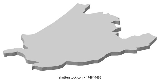 Map - South Holland (Netherlands) - 3D-Illustration