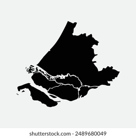 Map of South Holland - Netherlands outline silhouette graphic element Illustration template design
