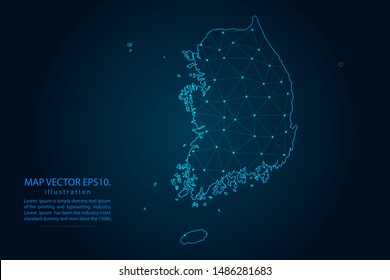 map of south Korea with Abstract mash line and point scales on Dark background . Wire frame 3D mesh polygonal network line, design polygon sphere, dot and structure. Vector illustration eps 10.