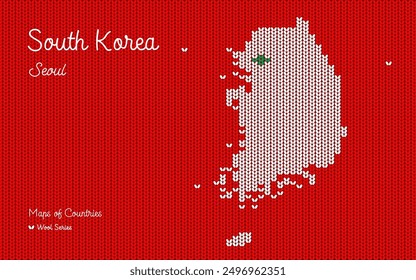 The map of South Korea with the capital Seoul is depicted in a Woolen ornament. 