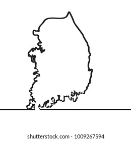 Map of South Korea. Continous line