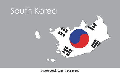 Map Of South Korea With Flag