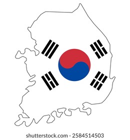 Map of South Korea with flag colors in it.