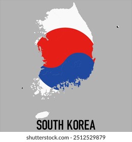Karte von Südkorea mit Flagge, Vektorgrafik
