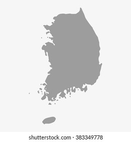 Map  of South Korea in gray on a white background