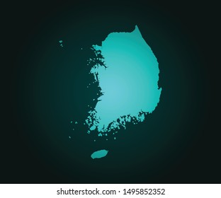 Map of South Korea green vector isolated on dark background. High detailed green vector map, South Korea symbol for your web site design map - Vector illustration eps 10.