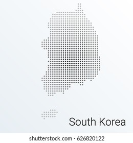 Map of South Korea, halftone abstract background. The black dots on a gray background. Pixel vector illustration