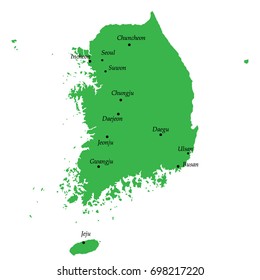 map of South Korea with main cities