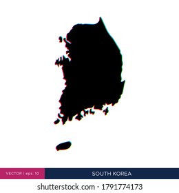 Map of South Korea in multicolor style on the border vector design template