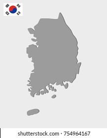 Map of South Korea on the white background. Vector illustration.
