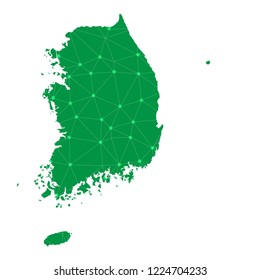 Map of South Korea from Polygonal wire frame low poly mesh,South Korea map Vector Illustration EPS10.