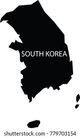 Map of South korea vector black on white background