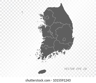 Map of South Korea , vector illustration on transparent background. Items are placed on separate layers and editable.