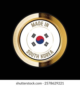 Map of South Korea. Vector illustration. Logo, Icon, and Symbol. South Korea map gold seal. 