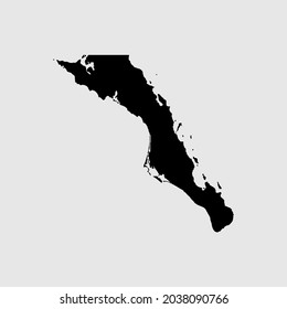 Map of South Lower California - Mexico outline silhouette vector illustration
