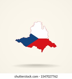 Map South Moravian Region (Czech Republic) in Czech Republic flag colors, editable vector. 