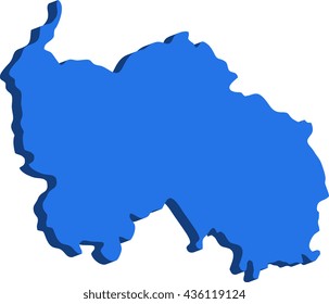 A map of South Ossetia 3D on white background