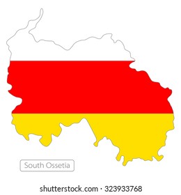 map of South Ossetia with the flag