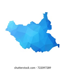 Map of South Sudan - Blue Geometric Rumpled Triangular , Polygonal Design For Your . Vector illustration eps 10.