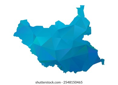 Map of South Sudan - Blue Polygonal Design For Your. Vector illustration eps 10.