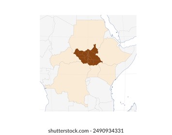 Map of South Sudan in Eastern Africa: Borders and states States - Perfect for Educational and Reference Purposes