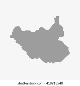 Map  of of South Sudan in gray on a white background