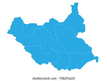 Map of south Sudan. High detailed vector map - south Sudan.