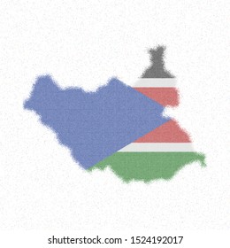 Map of South Sudan. Mosaic style map with flag of South Sudan. Bewitching vector illustration.